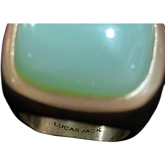 Lucas Jack Gold Tone Thick Band Ring Fluorescent Stone London - Picture 3 of 8